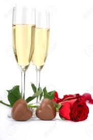 glass of champagne and luxury chocolates